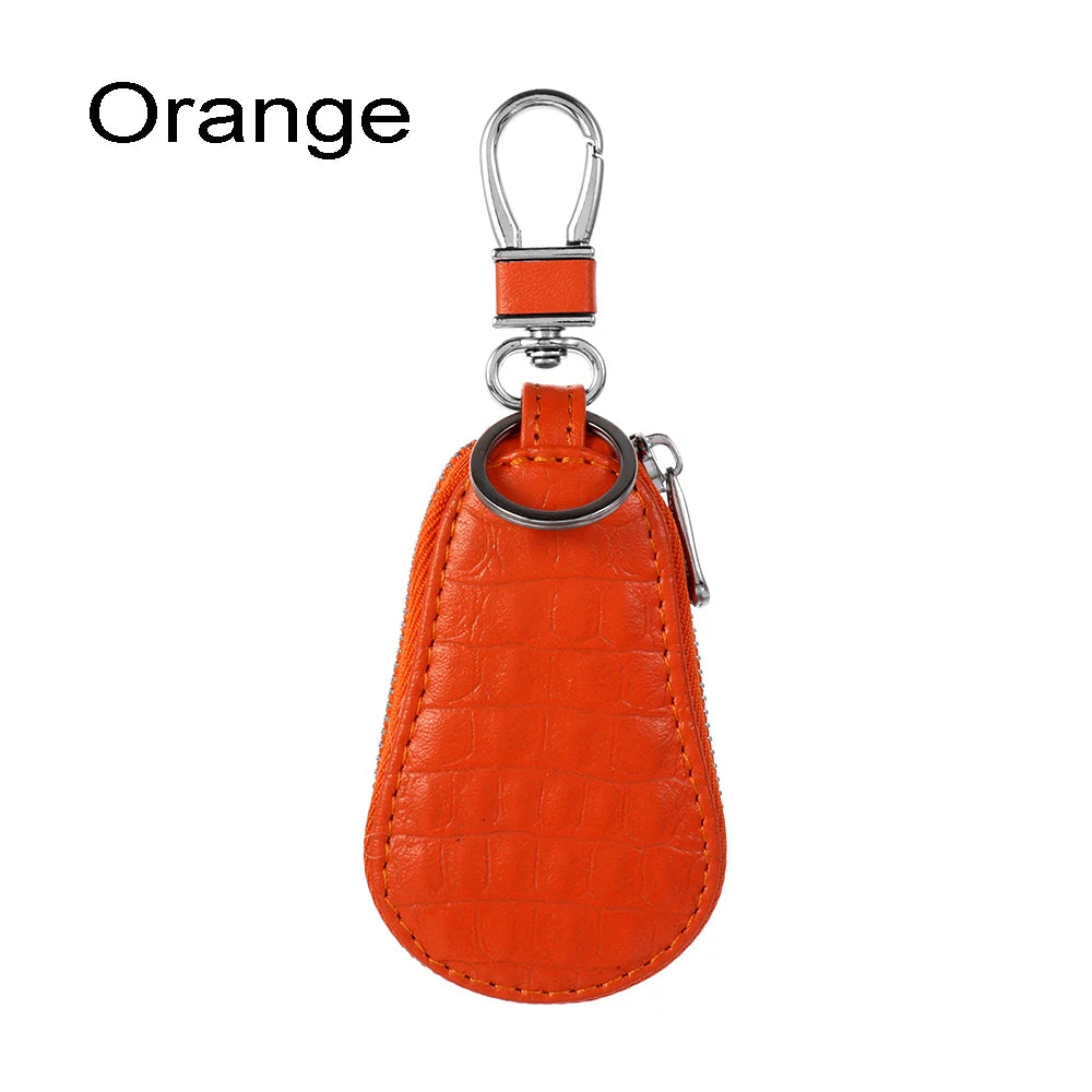 Genuine Leather Car Key Bags for Men Women Crocodile Pattern Keychain Holder Organizer Wallet Zipper Hook Key Pouch Coin Purse.