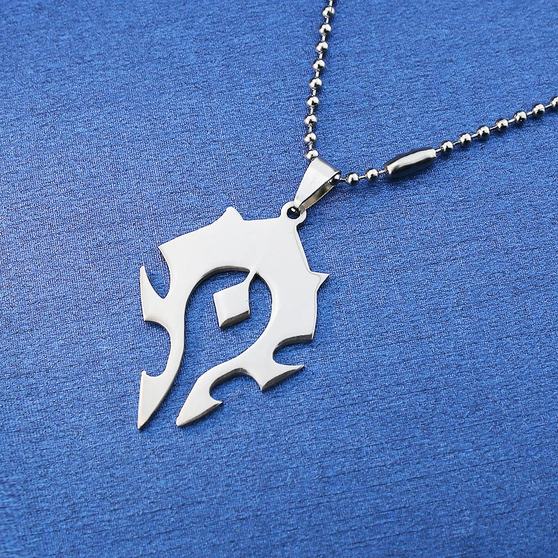 Free Chain Stainless Steel Black World Of Warcraft DOTA Tribal Pendant Necklace Anime Women Men Jewelry Wholesale.