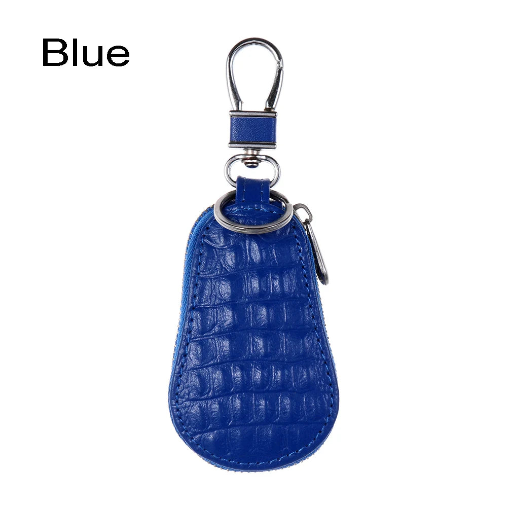 Genuine Leather Car Key Bags for Men Women Crocodile Pattern Keychain Holder Organizer Wallet Zipper Hook Key Pouch Coin Purse.