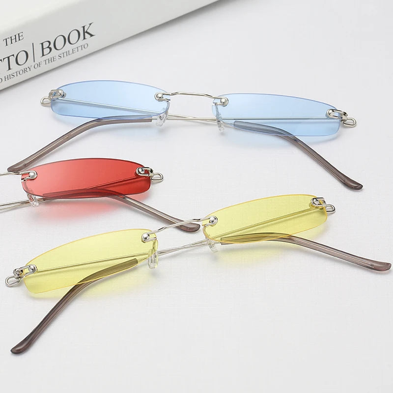 Trendy Rimless Small Sunglasses for Men and Women - Luxury Alloy UV400 Eyewear for Streetwear.