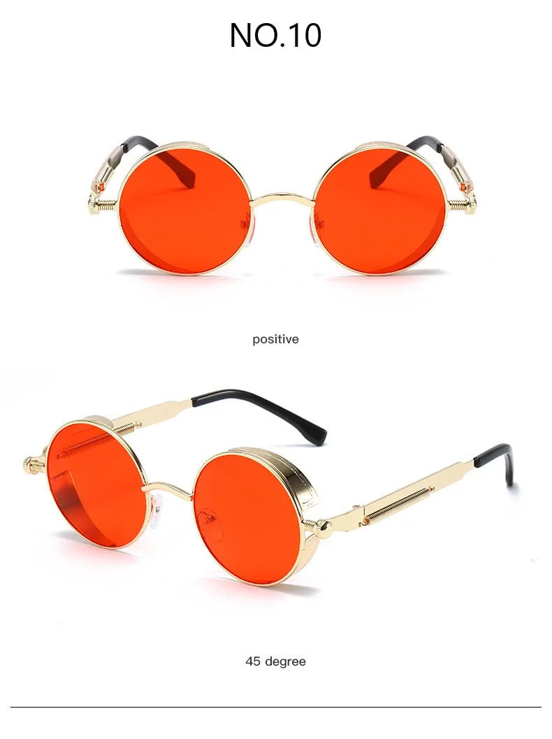 Vintage Steampunk Round Sunglasses for Men and Women - High-Quality Fashion Eyewear with UV400 Protection