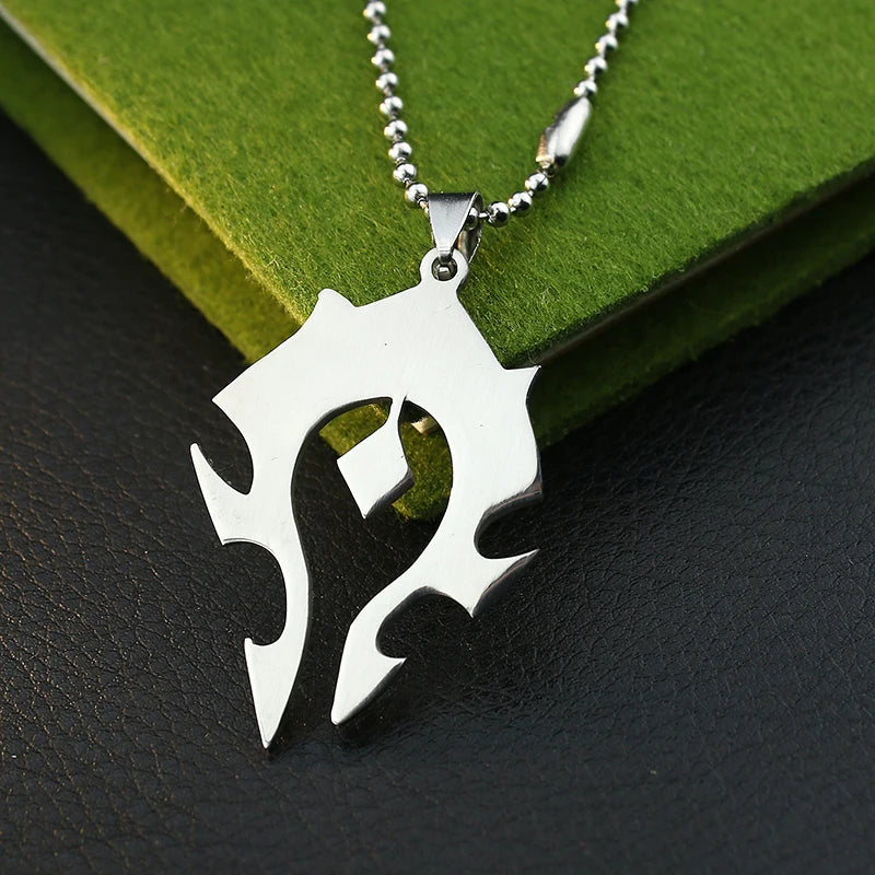 Free Chain Stainless Steel Black World Of Warcraft DOTA Tribal Pendant Necklace Anime Women Men Jewelry Wholesale.