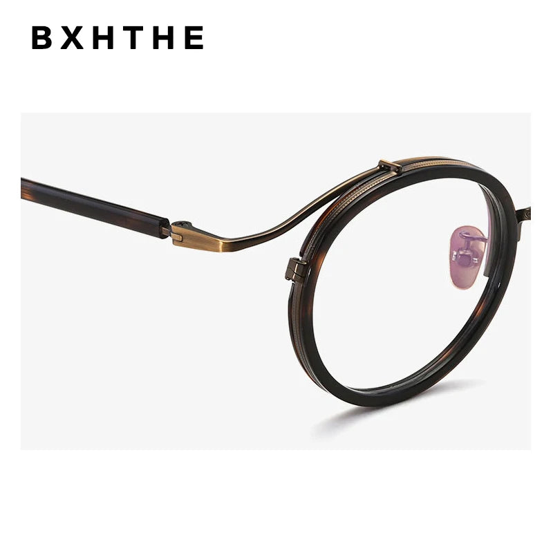 Luxury Handmade Acetate Round Glasses Frame for Men and Women - Retro Korean Designer Eyewear.