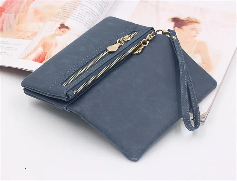 Yogodlns Fashion Nubuck Leather Wallet Female Double Zipper Lady Handbag Clutch Multi-layer Purse Shopping Women Wallet Purse - Elevate Your Body