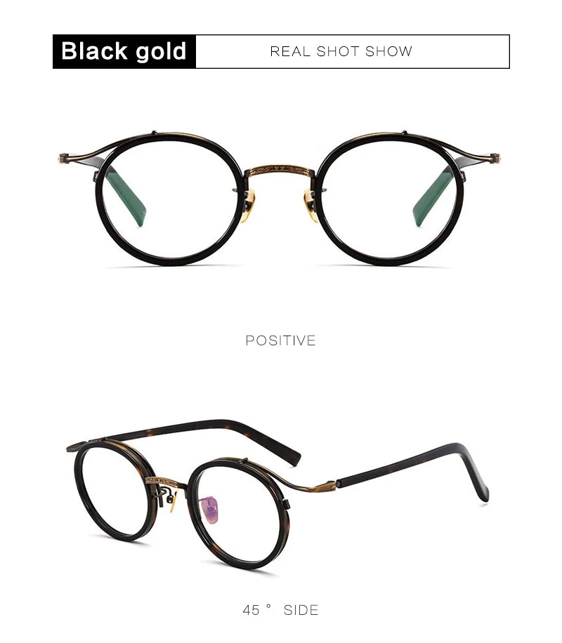 Luxury Handmade Acetate Round Glasses Frame for Men and Women - Retro Korean Designer Eyewear