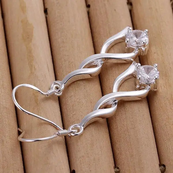 High quality Popular brands 925 Sterling Silver crystal Earrings for woman hot fine fashion party Jewelry Christmas Gifts.