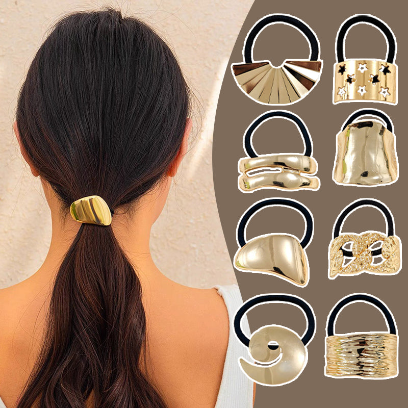 Chic Metallic Smooth Elastic Hair Band for Women and Girls - Stylish Ponytail Accessory and Hair Jewelry Gift