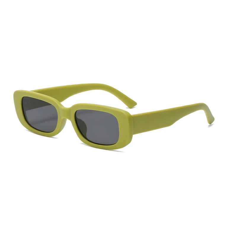 Trendy Vintage Square Green Sunglasses for Men and Women - Hip Hop Designer Eyewear with UV400 Protection.