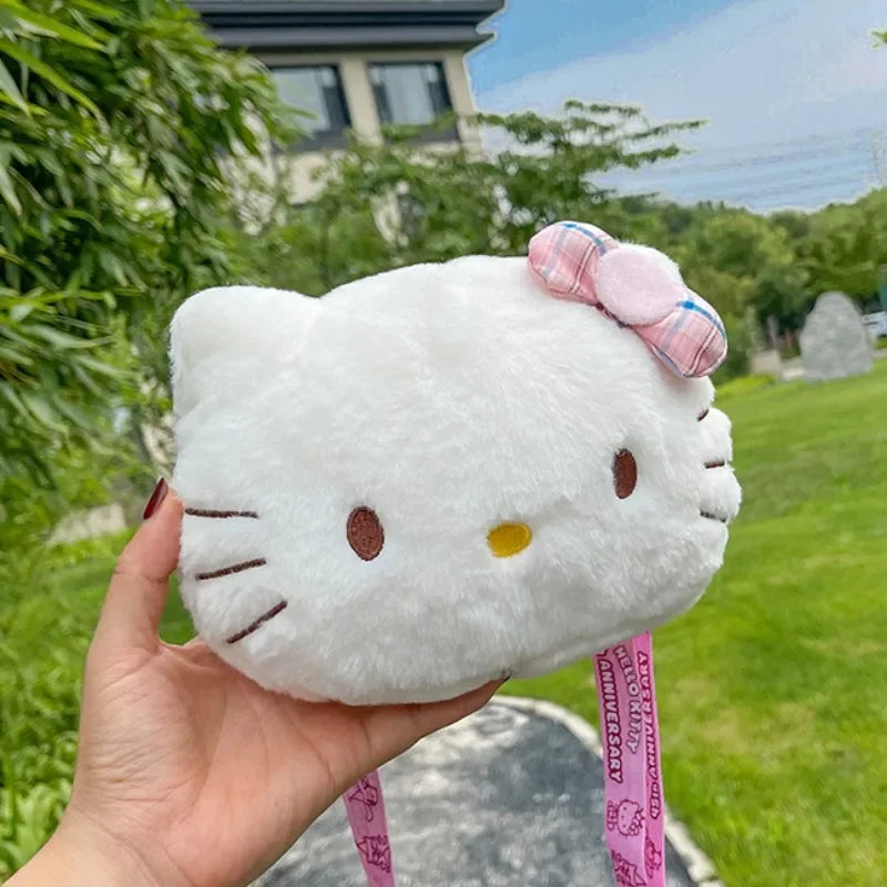 Women Girl Sanrio Hello Kitty Mini Shoulder Bag Kawaii Cartoon Messenger Plush Earphone Bag Girl Kids Cute Luxury Designer 2024.