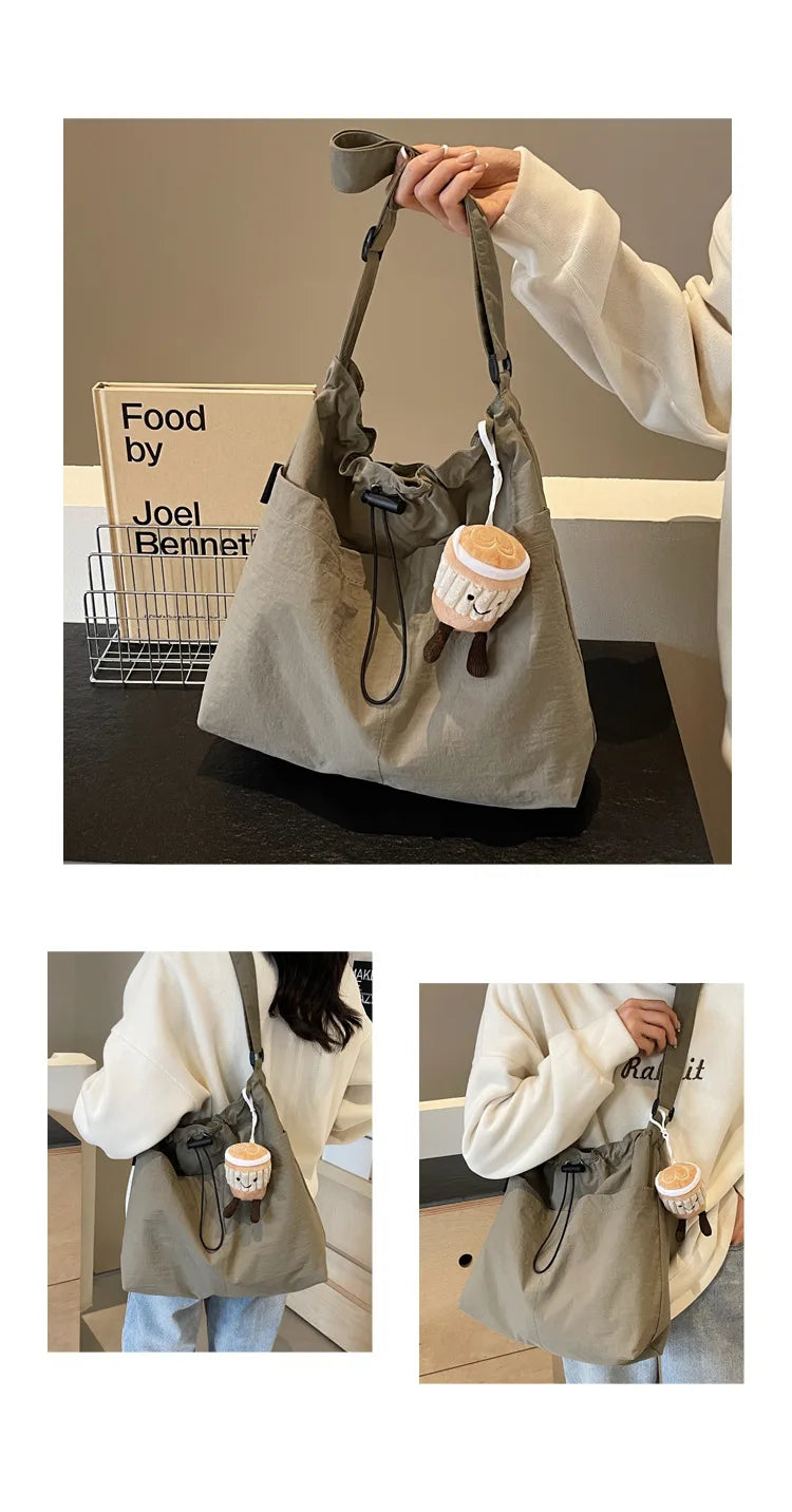 2024 New Nylon Shoulder Bag Fashionable Shrinkage Anti Wrinkle Crossbody Bag Lightweight Large Capacity Commuter Women Tote Bag