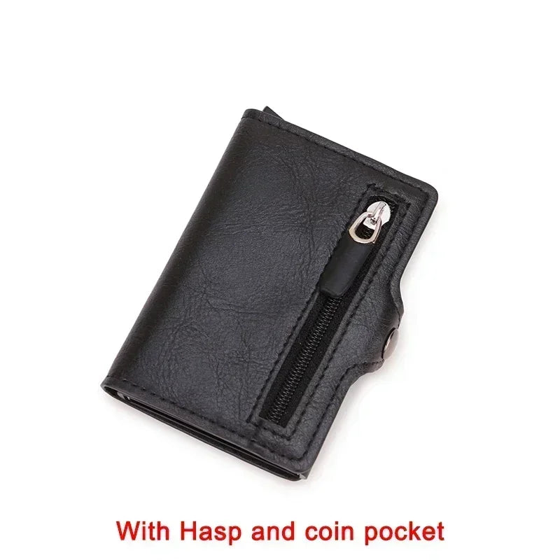 Carbon Fiber Slim Aluminum Men Wallet ID Credit Card Holder Mini RFID Wallet Automatic Pop up Bank Card Case Black Vallet 2023