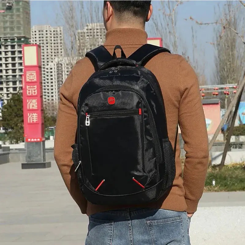 Large-capacity Student School Bag Casual Solid Color Backpack Material Oxford Men New Backpack Multi-functional  Simple Bag.