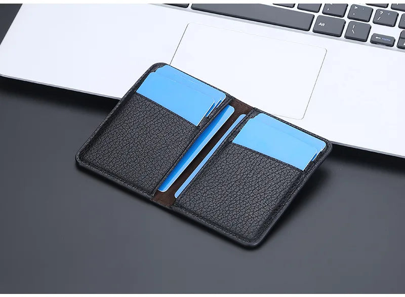 Slim Folding Wallet Men Soft Leather Card Wallet Mini Credit Card Holders Wallet Thin Card Purse Small Bags for Women Men Wallet.