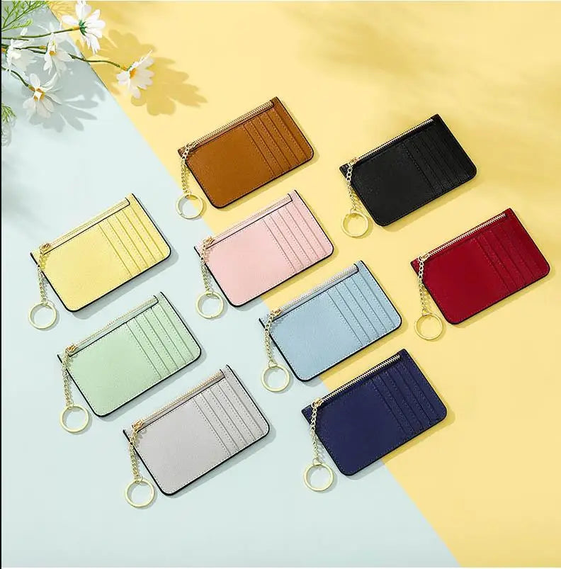 Monogrammed Women Multi Pocket Card Holder Super Thin Small Wallet PU Leather Mini Business Credit Card Case Ladies Coin Purse - Elevate Your Body