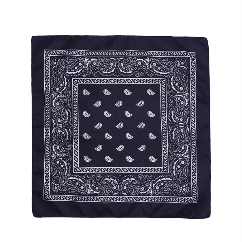 Unisex Black Fashion Bandana Scarf - Hip Hop Style Hair Wrap and Neck Accessory.