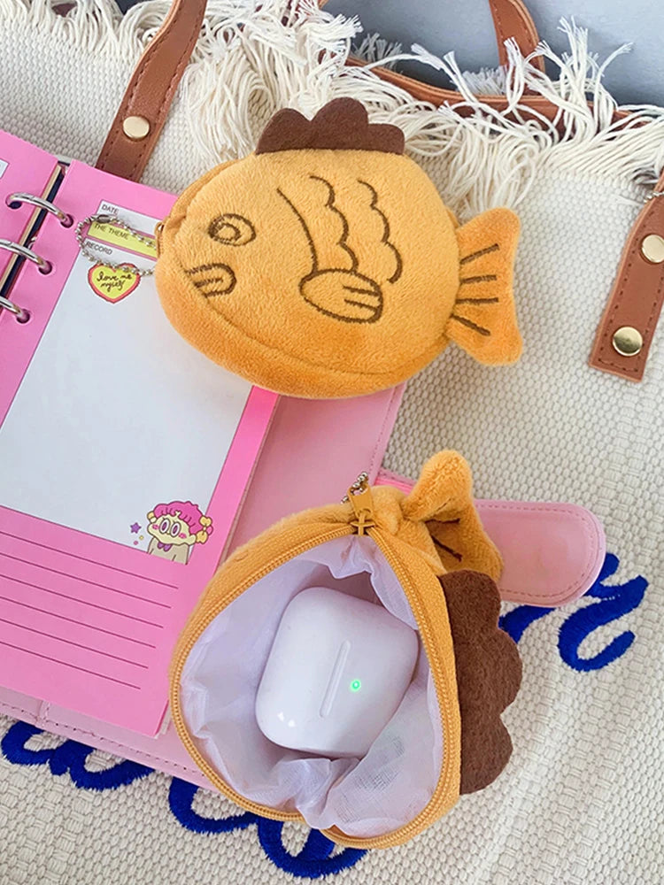 New Japan Cute Plush Snapper Fish Doll Coin Purse Wristlet Bag Cartoon Wallet Mini Zipper Girl Coin Wallet Cable Headset Bag` - Elevate Your Body