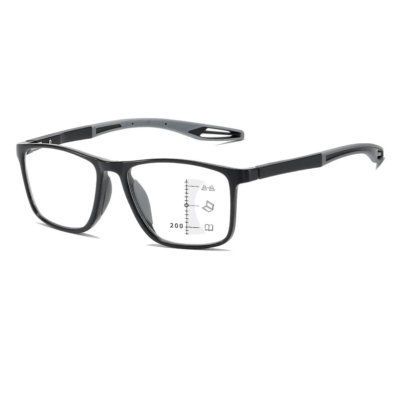 Large Frame Multifocal Reading Glasses with Anti-Blue Light Protection for Men and Women.