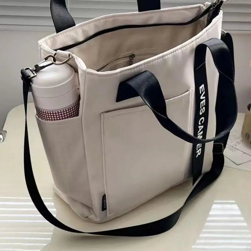 New Casual Tote Large Capacity Shoulder Bag Nylon Waterproof Canvas Handbag Simple Fashion Messenger Bags For Schoolgirl.