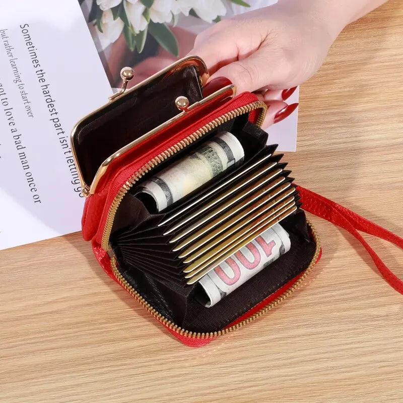 Wallet Women's Fashion Wrist Strap Short Zero Wallet Large Capacity Coin Clip Bag Multiple Card Positions Card Bag Money Clip.