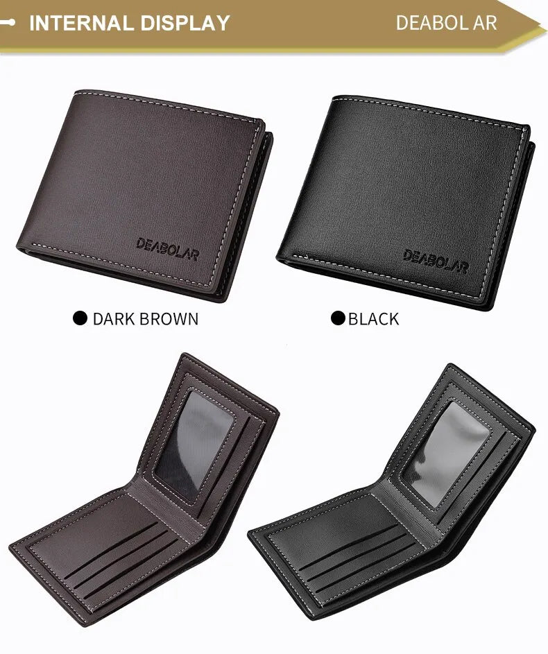 Pu Leather Men Short Wallet Thin Style Folding Young Men Credit Card Holder Wallet.