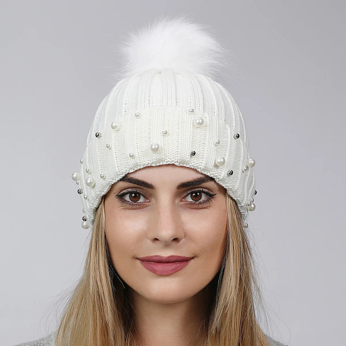 Women's Double Layer Warm Knitted Beanie for Outdoor Activities - Breathable Wool Ski Cap for Autumn and Winter Riding.