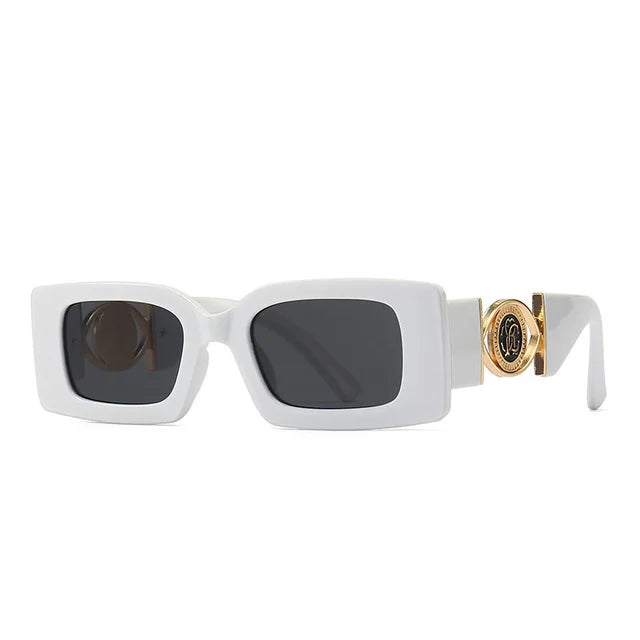 Vintage-Inspired Rectangle Sunglasses for Men and Women - Luxury Designer Black UV400 Eyewear.