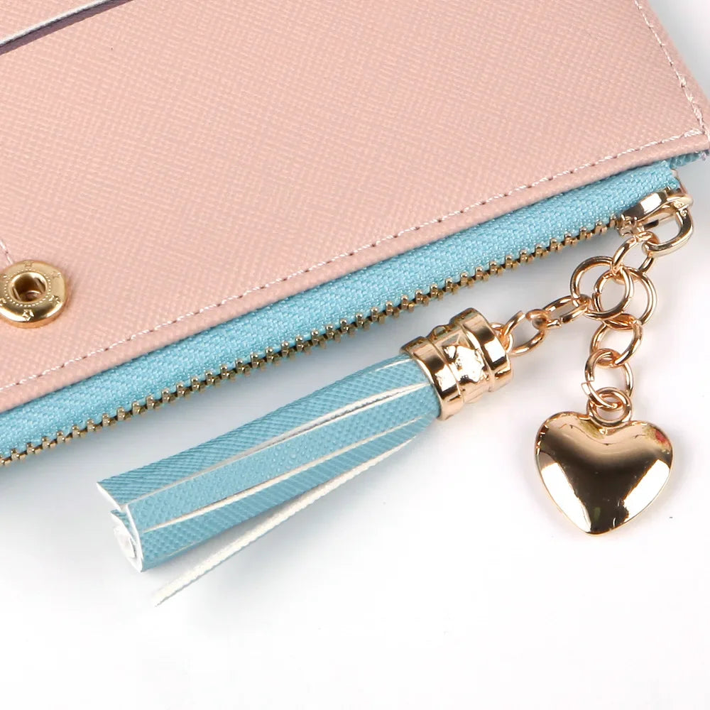 Women's Long Wallet,Multi Card slots Handheld Clutches,Tassel Zipper Clutch Purse,Slim Large Capacity Leather Mobile Phone Bag.