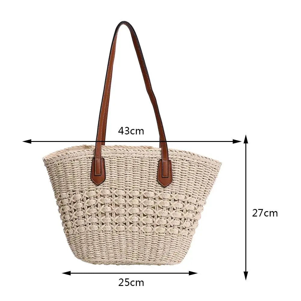 Summer Straw Women Bag Hand-Woven Handbags Handmade Raffia Beach Boho Shoulder Bag Large Tote Bag Tassel Shopping Purses 2024.