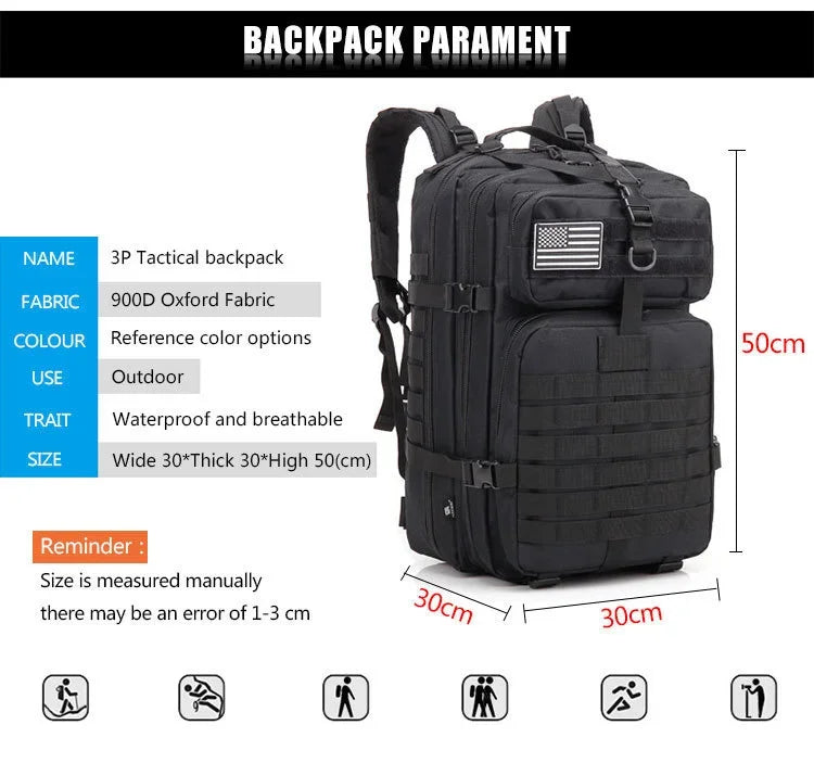 QT&QY 30/45L Man Tactical Backpacks HkingTraveling Bags Survival Outdoor 3P Assault Pack EDC Molle Pack For Trekking Hunting Bag.