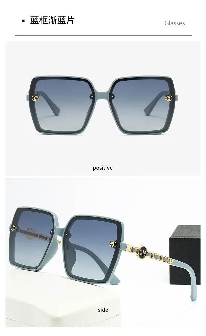 Chic Polarized Square Sunglasses for Women - Retro Floral Gradient Eyewear.