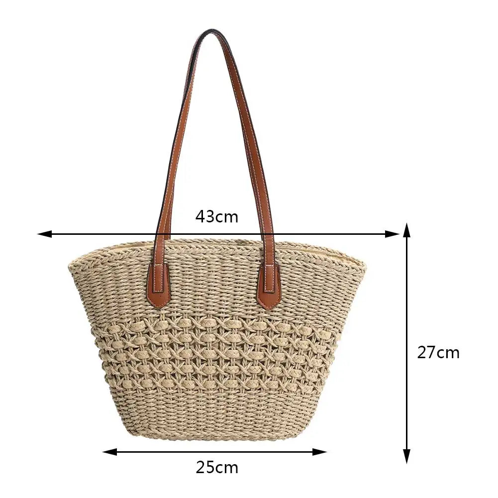 Summer Straw Women Bag Hand-Woven Handbags Handmade Raffia Beach Boho Shoulder Bag Large Tote Bag Tassel Shopping Purses 2024.