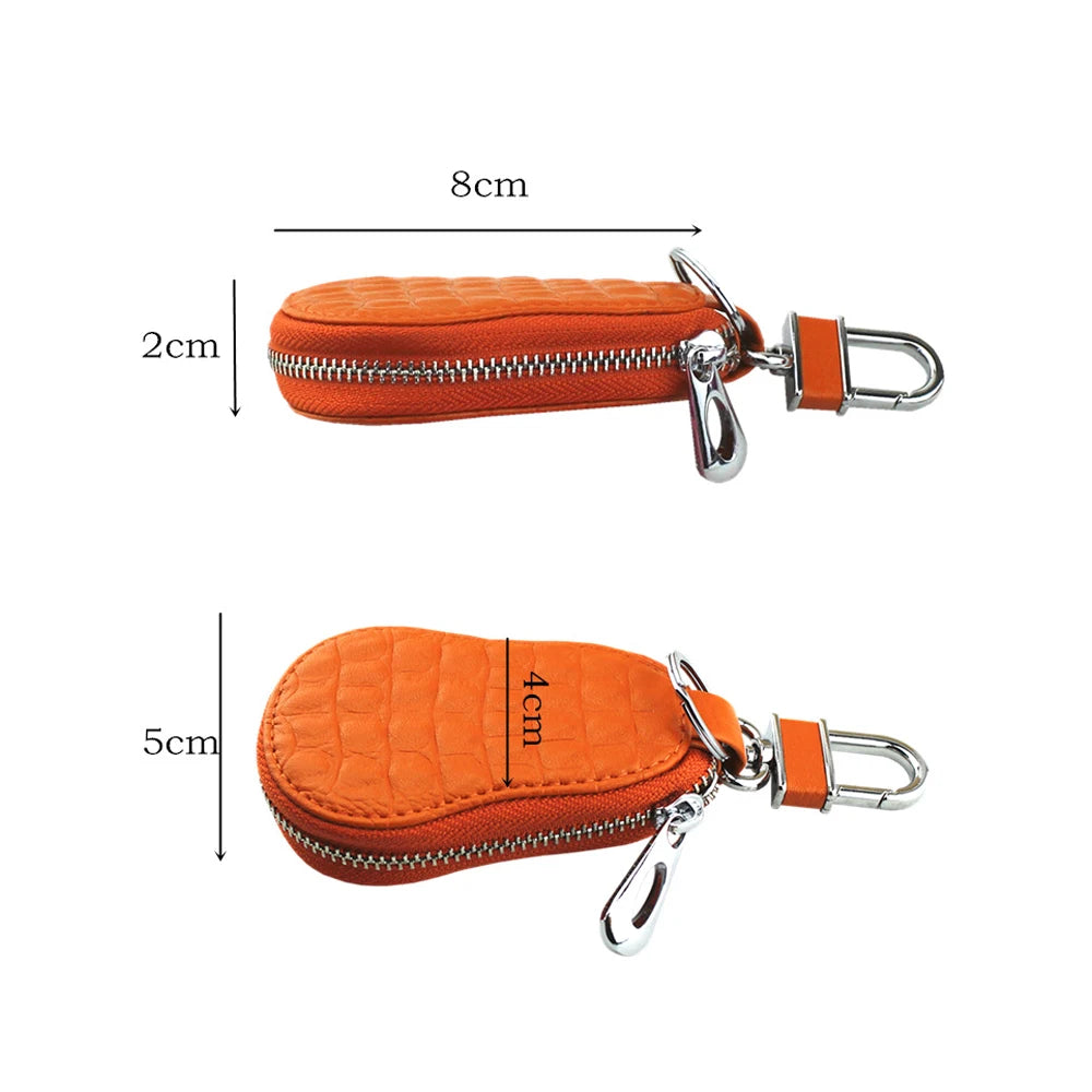 Classic Genuine Leather Car Key Bags Crocodile Pattern Zipper Coin Purse Keychain Holder Wallet Key Case Housekeeper Holder.