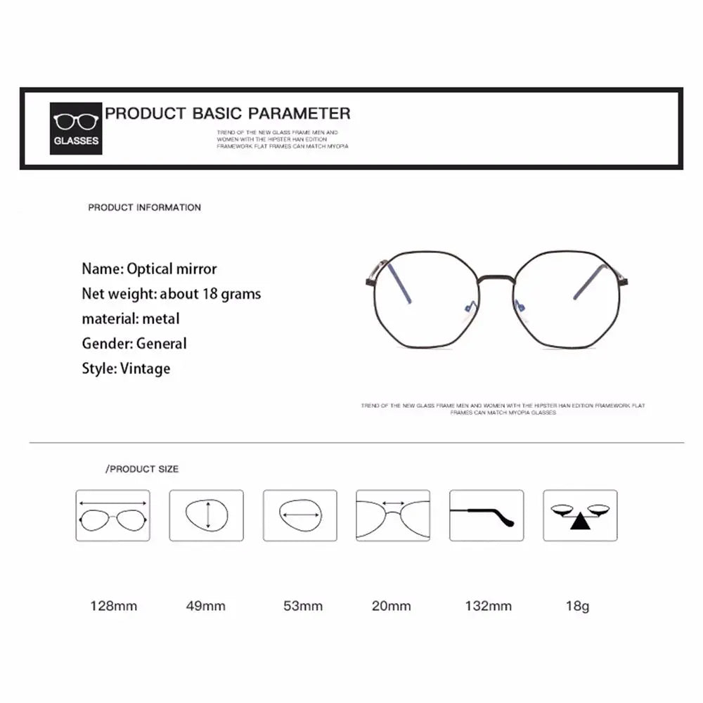 Hexagonal Flat Frame Anti-Blue Light Glasses for Women - Stylish Computer Eyewear with Eye Protection.