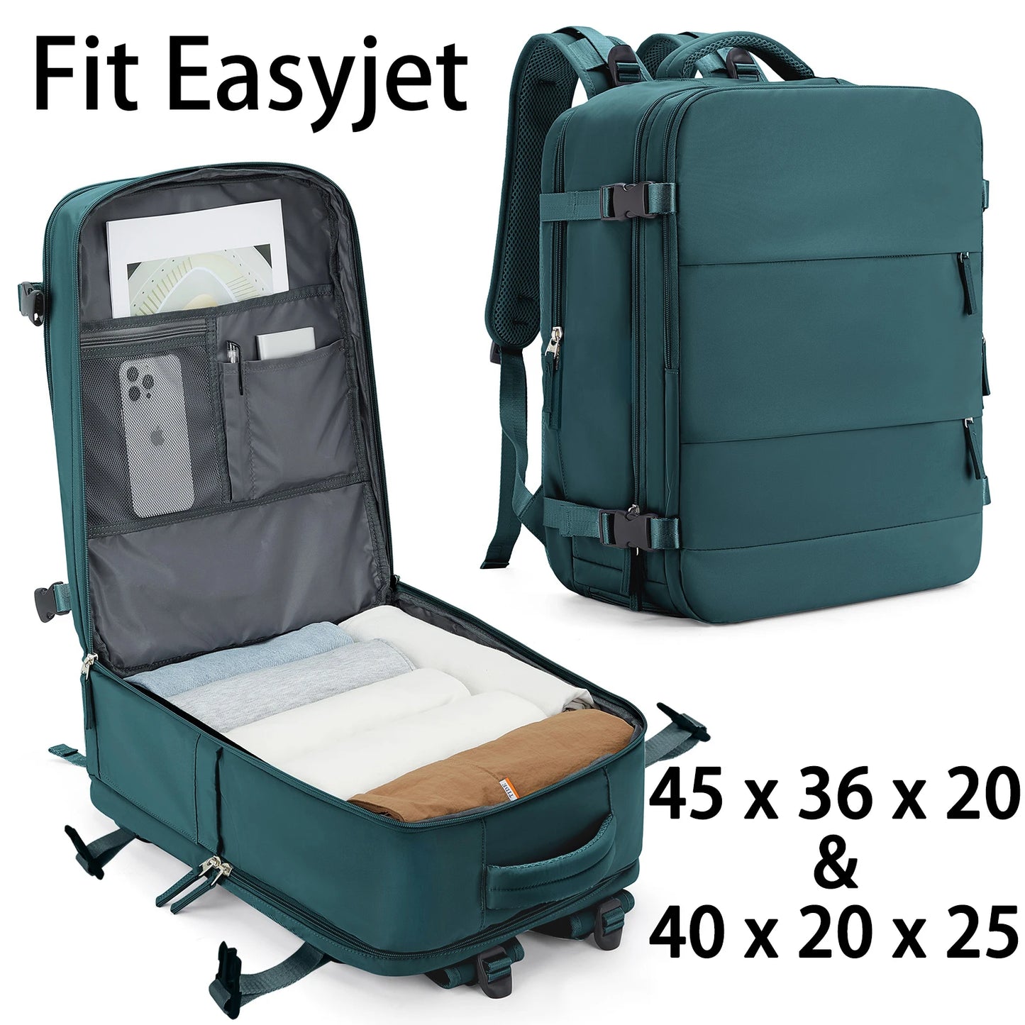 Easyjet Cabin Bag 45x36x20 Backpack, 40x20x25 Ryanair Carry-Ons, Women/Men Aeroplane Travel Backpack, Cabin Size Laptop Backpack.