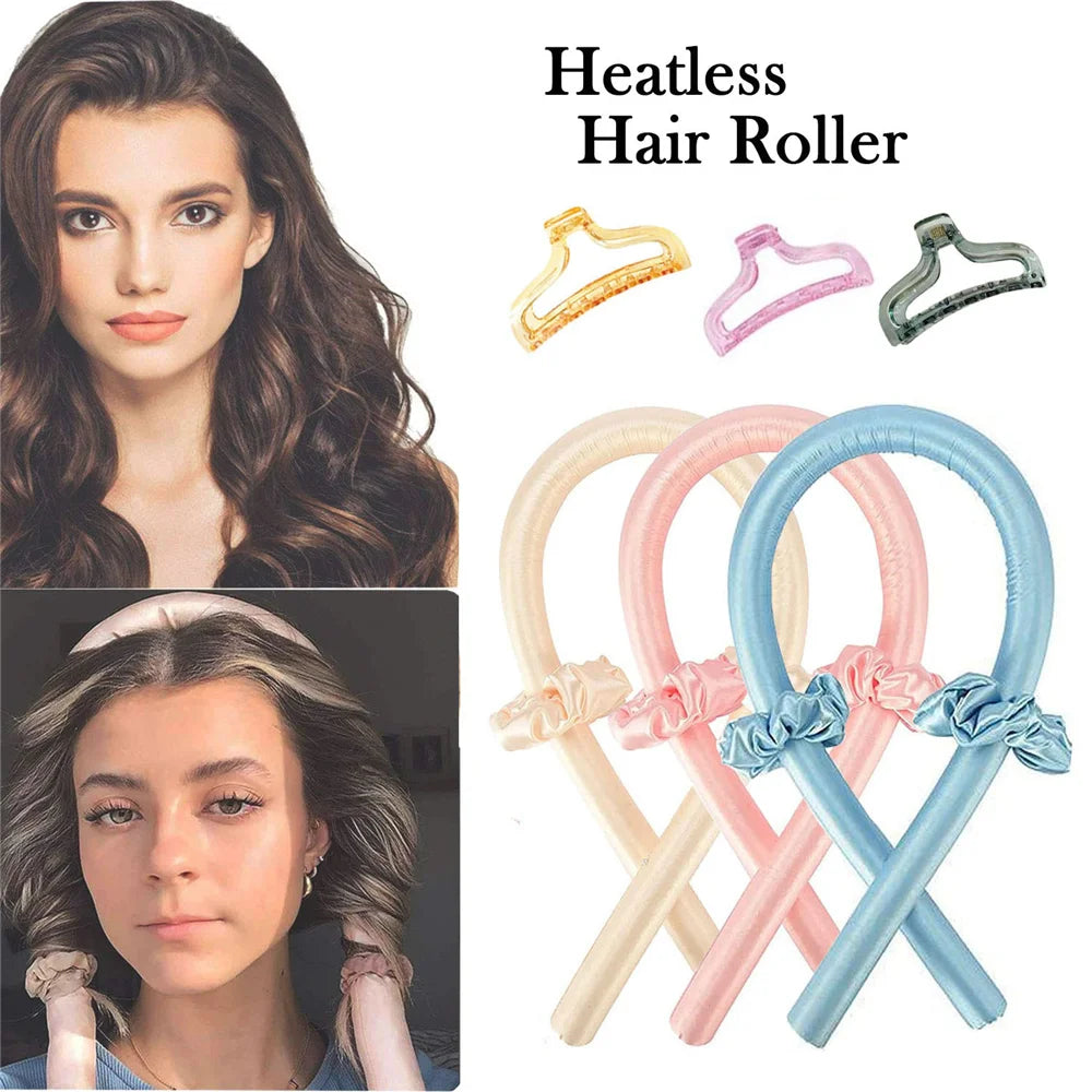 Fashionable Heatless Curling Headband for Soft, Shiny Curls - Multi-functional Hair Styling Tool.