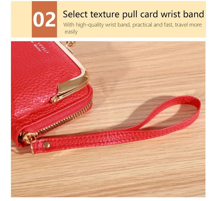 Wallet Women's Fashion Wrist Strap Short Zero Wallet Large Capacity Coin Clip Bag Multiple Card Positions Card Bag Money Clip