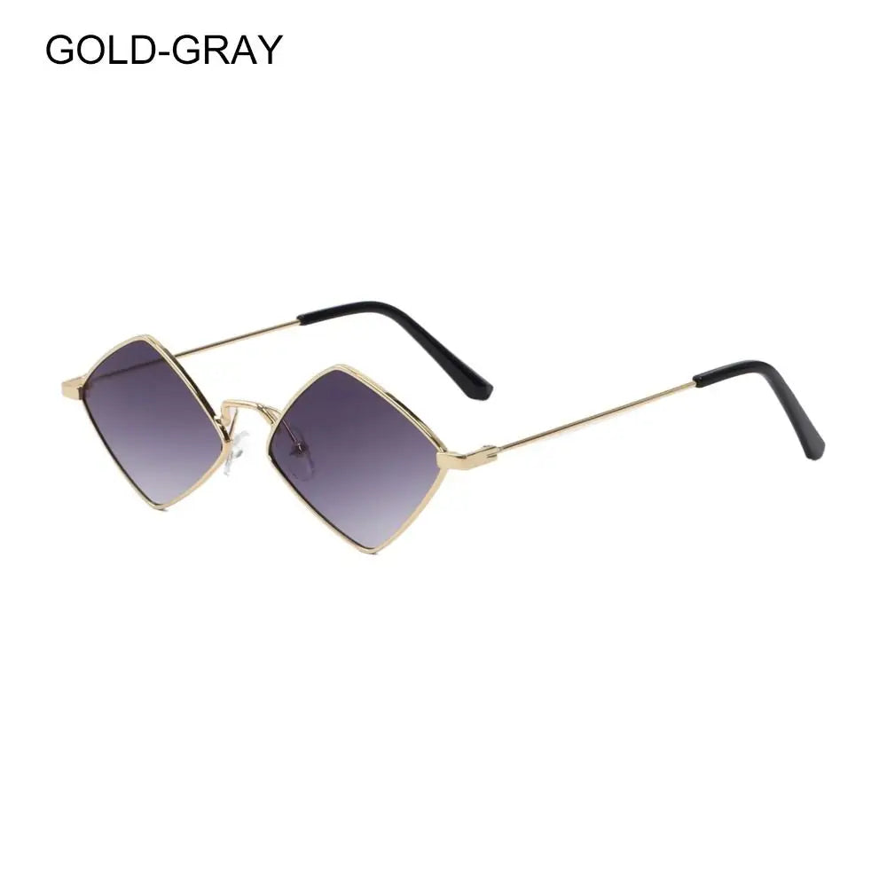 Trendy Retro Diamond-Shaped UV Protection Sunglasses for Men and Women with Metal Frame - Unisex Quadrilateral Shades.