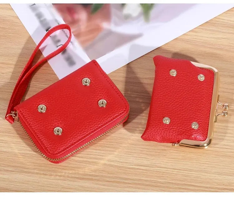 Wallet Women's Fashion Wrist Strap Short Zero Wallet Large Capacity Coin Clip Bag Multiple Card Positions Card Bag Money Clip.