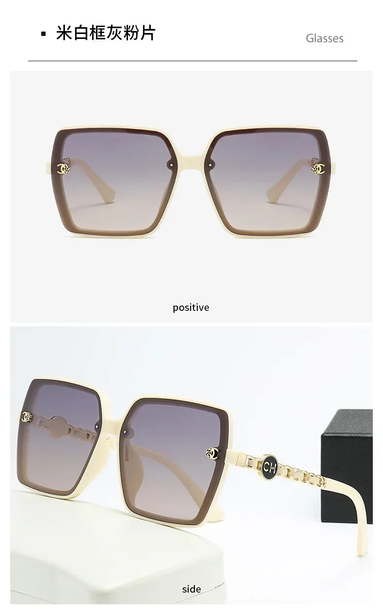 Chic Polarized Square Sunglasses for Women - Retro Floral Gradient Eyewear.