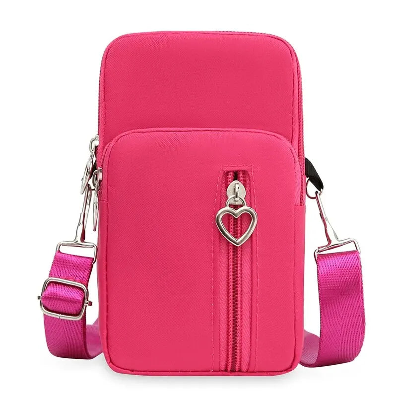 Waterproof Mobile Phone Bag Women's Mini Oxford Crossbody Bag Daily Multi-layer Zipper Purse Casual Outdoor Travel Nylon Bag.