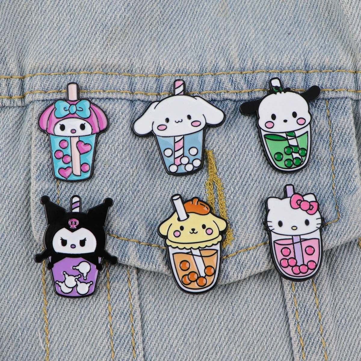 Bubble Tea Series Cartoon Enamel Pins Cute Angle Metal Brooch Clothes Backpack Lapel Badges Fashion Jewelry Accessories Gifts.