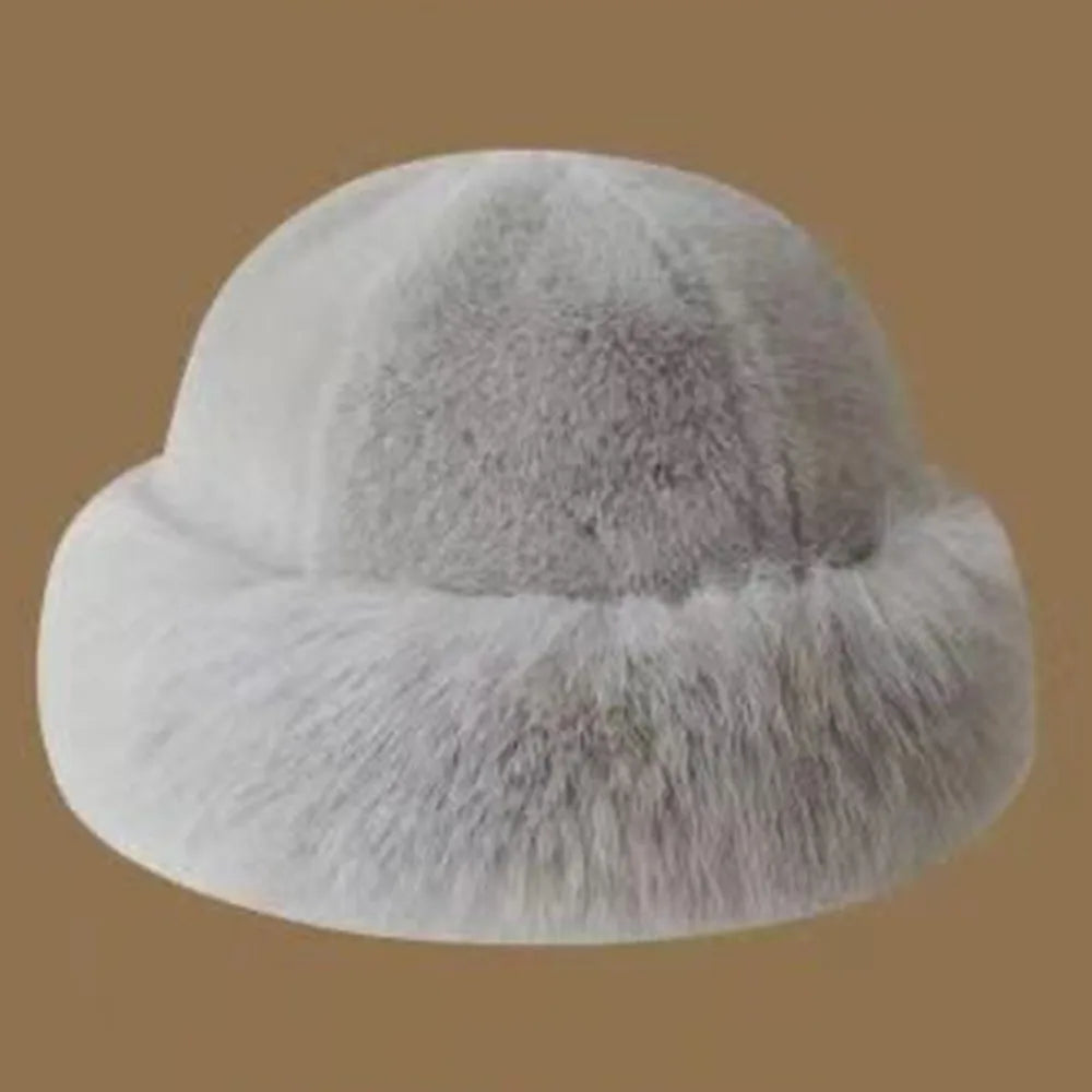 Cozy Faux Fur Bucket Hat for Winter - Stylish Panama Cap for Cold Weather & Holiday Gifts