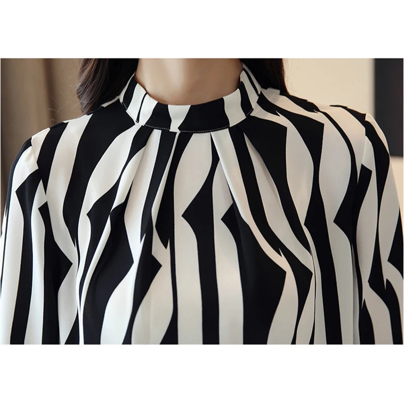 New Striped Chiffon Blouse Shirt Fashion Woman Blouse Long Sleeve Women Shirts Office Work Wear Womens Tops Blusas 0941 60.