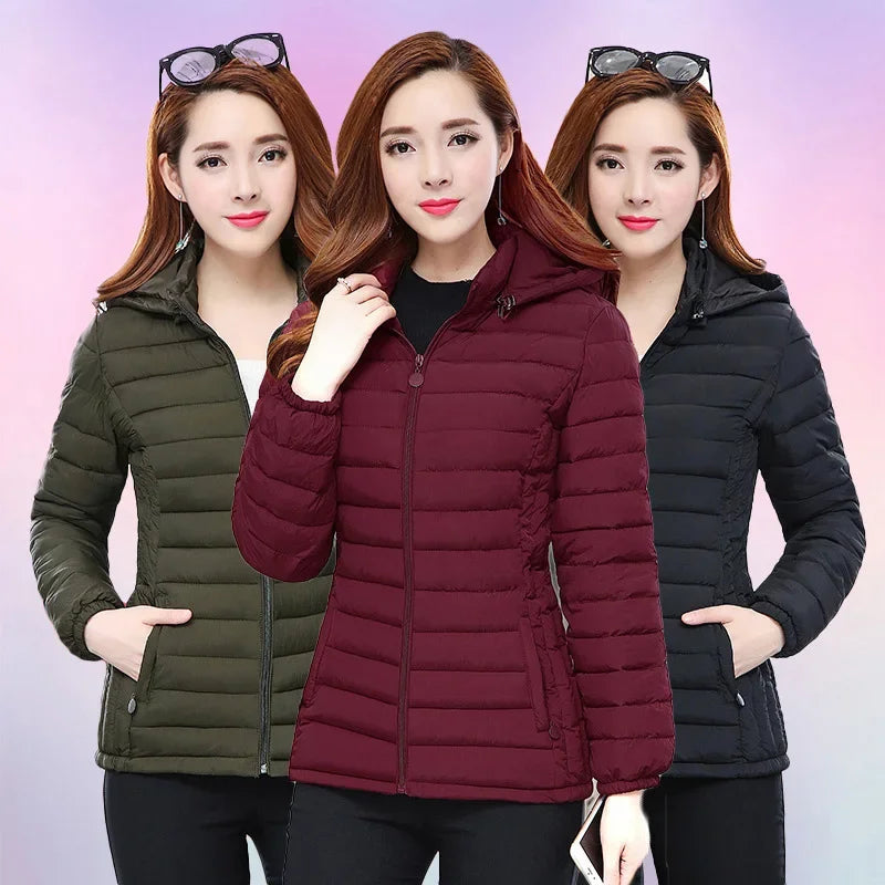 Winter Jackets for Women Cotton Padded Ultralight Coat Women's Parkas Lady Winter Thickened Slim Warm Jacket Female Hooded Parka.