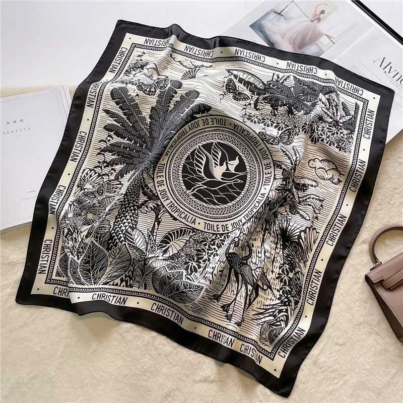 Luxury 2024 Square Silk Scarves with Sunscreen Protection - Fashionable 90X90CM Kerchief for All Seasons.