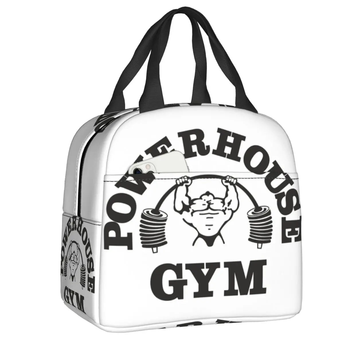 Powerhouse Gym Logo Portable Lunch Boxes Women Waterproof Bodybuilding Fitness Thermal Cooler Food Insulated Lunch Bag.