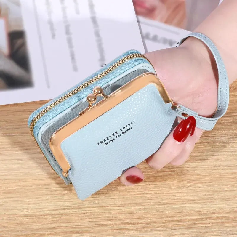 Wallet Women's Fashion Wrist Strap Short Zero Wallet Large Capacity Coin Clip Bag Multiple Card Positions Card Bag Money Clip.