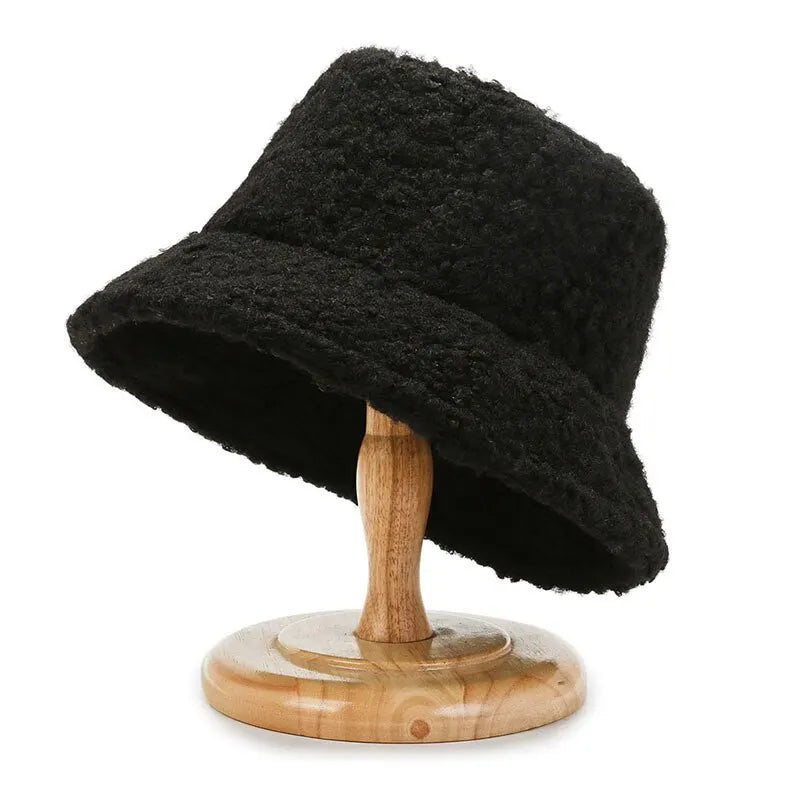 Unisex Wool Bucket Hat - Warm Fisherman Cap for Autumn and Winter Outdoor Activities.