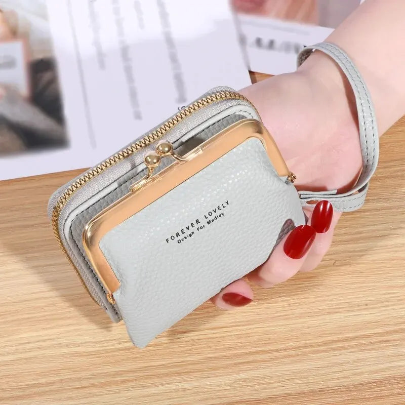 Wallet Women's Fashion Wrist Strap Short Zero Wallet Large Capacity Coin Clip Bag Multiple Card Positions Card Bag Money Clip.