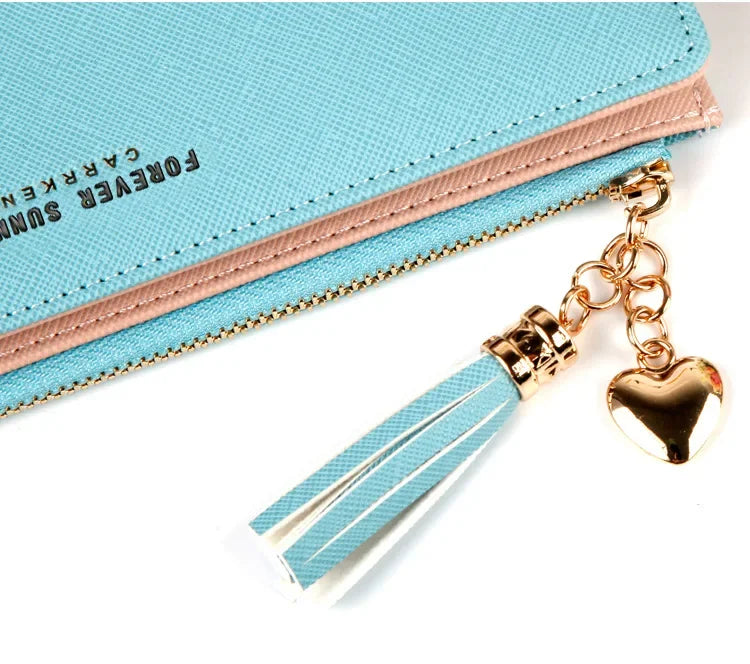 Women's Long Wallet,Multi Card slots Handheld Clutches,Tassel Zipper Clutch Purse,Slim Large Capacity Leather Mobile Phone Bag - Elevate Your Body